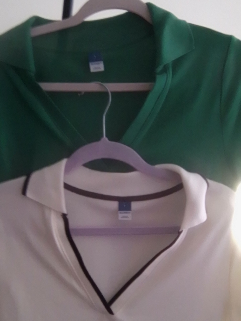Old Navy New Without Tags Green and Cream Contrast-Trim Polo Tops Johnny Collar